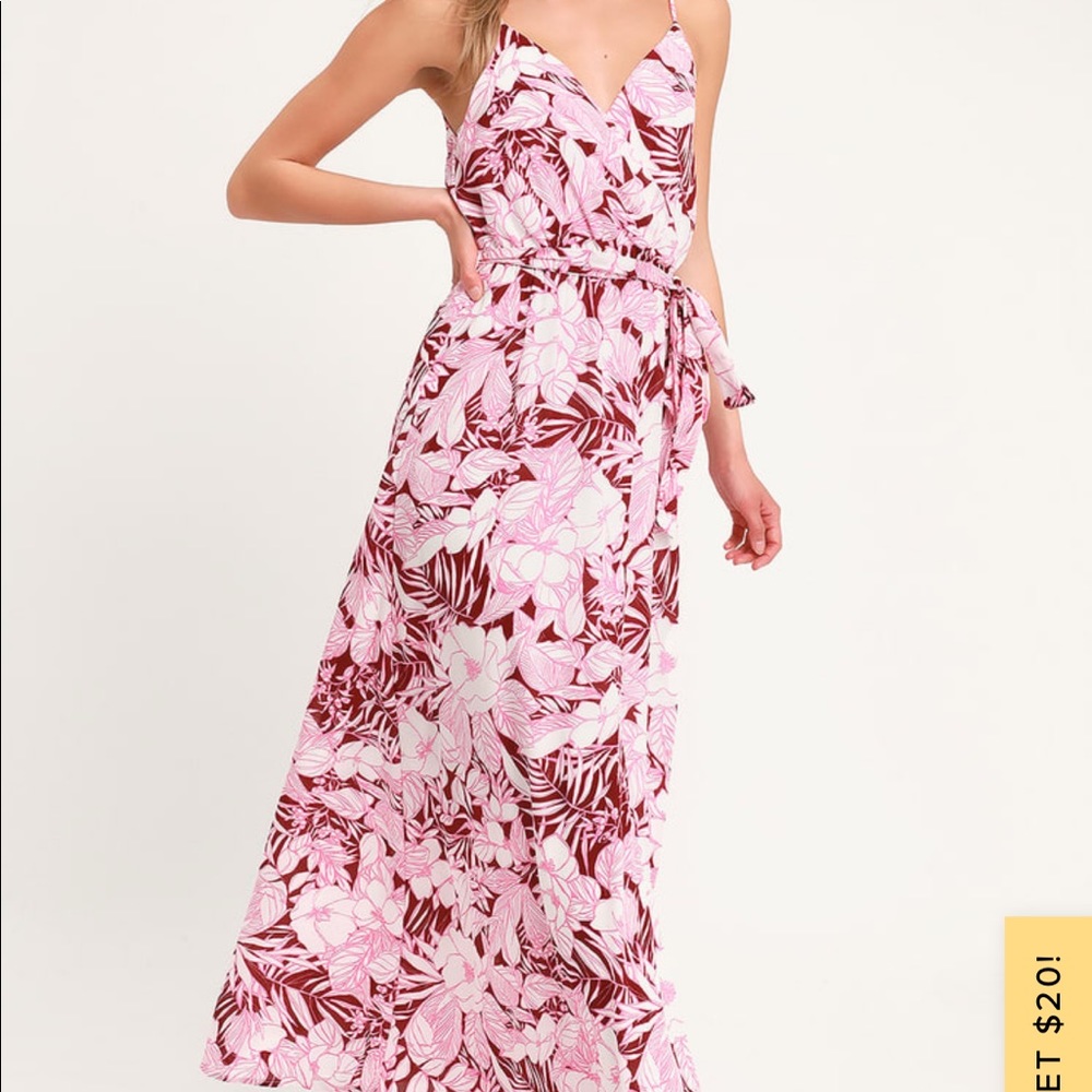 Sunrise in Paradise Pink Multi Tropical Print Maxi